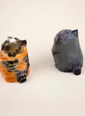 一圆圆圆yiyuan猫咪木雕定制上色可爱摆件治愈系礼物生日祝福挂件