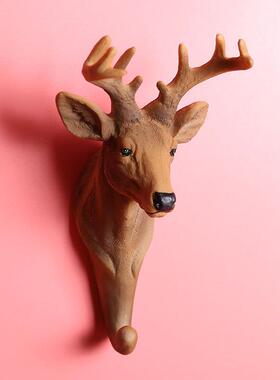 复古动物模型装饰挂钩子家居门后墙壁挂件立体壁饰树脂工艺品手工