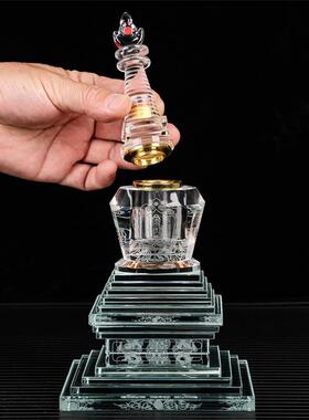 25厘米中号水晶舍利塔菩提塔佛塔白色金色两种型号螺旋接口密封