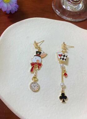 Self Designed S925 Needle Personality Funny Poker Earrings C
