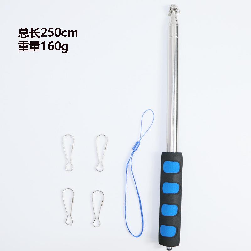 跨境3米2.5米带钩子不锈钢伸缩旗杆户外旗杆加厚款伸缩导游杆 - 图0