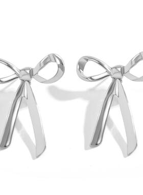Bow shaped earrings knotted French minimalist earrings项链