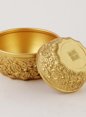 黄铜金色钱币聚宝盆摆件家居工艺品办公室装饰品招财创意乔迁开业