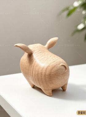榉木飞天猪太乙真人座驾飞猪哪吒摆件木雕创意可爱木质工艺品