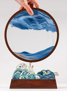珐琅彩中式乘风破浪流沙画摆件装饰品客厅文创礼品纪念品年会送礼