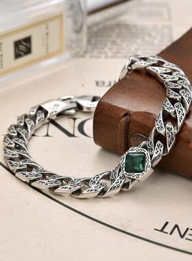 翔栩巴锆石欧美古饰手链生男款复古日礼物轻奢唐草纹男手厂E223家