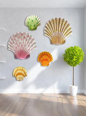 彷真扇贝摆件海洋主题海星雕塑水族馆展馆墙面招牌壁挂贝壳装饰品