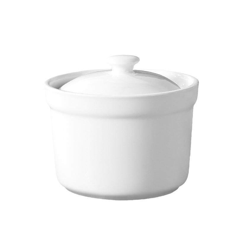 现货餐饮炖盅陶瓷炖盅隔水炖中式矮款带盖陶瓷炖盅沙县炖盅纯白