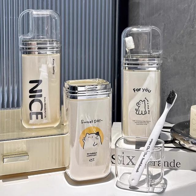 Travel and business trip toilet cup portable toothbrush storage box three-in-one mouthwash cup brush teeth tooth gargle cup set