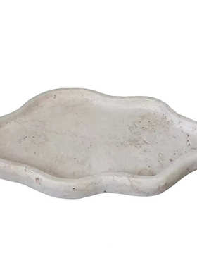 美豹侘寂复古大理石托盘样板房会所茶几餐桌收纳盘装饰摆件品