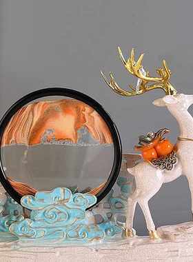 北欧客厅流沙漏画玄关鹿摆件电视柜酒柜结婚搬家平安喜乐乔迁礼品