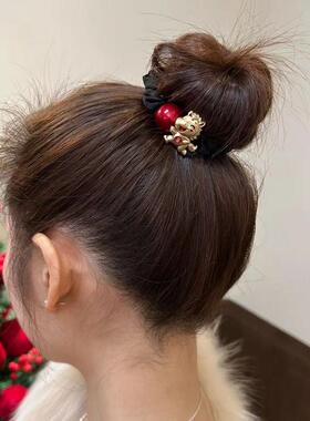 新年红色发绳女2026马年新款头绳扎马尾丸子头发圈高弹力耐不伤发
