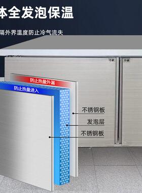 现货冰柜双温双箱冷藏冷冻平卧式冰箱厨房不锈钢台商用保鲜柜