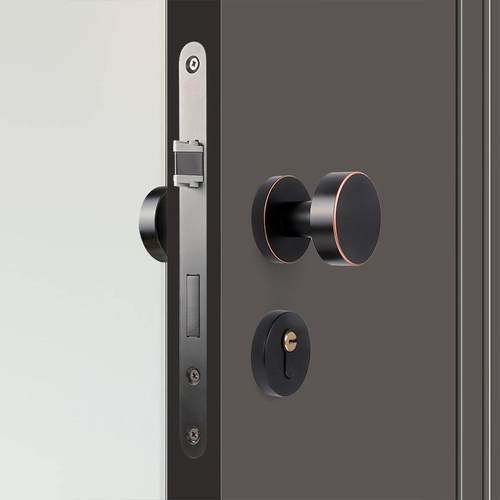 双面分体锁带钥匙门锁卧室内静音隐形锁具门把手斜舌木门整套家用 - 图3