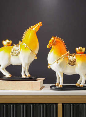 新中式唐马上有钱摆件办公室客厅家居装饰品乔迁新居礼品客厅玄关