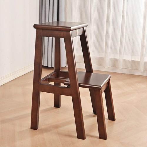 全实木梯凳家用可折叠伸缩凳子步梯凳多功能厨房阶梯凳整装发货 - 图2