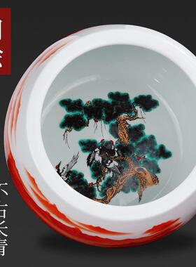 景德镇老师傅传统手工高档大号鸿运当头聚宝盆陶瓷客厅办公室书房