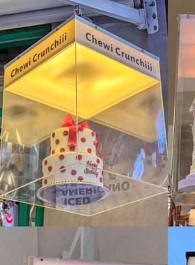 亚克力旋转灯箱定制 可放装饰物件 网红蛋糕店发光广告牌花店灯箱