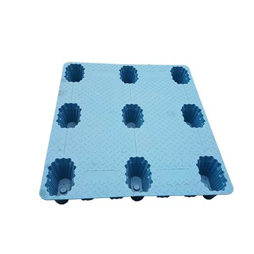 塑胶仓库防潮垫板1210吹塑托盘九脚叉车托盘塑料卡板 - 图1