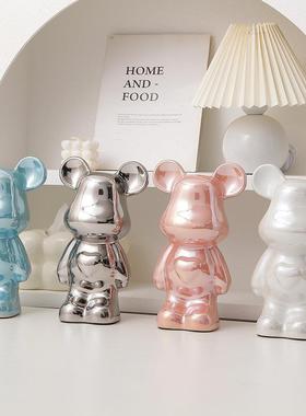 2025年新款客厅摆件旺宅摆件潮玩28cm陶瓷电镀爱心轻奢玄关酒柜客