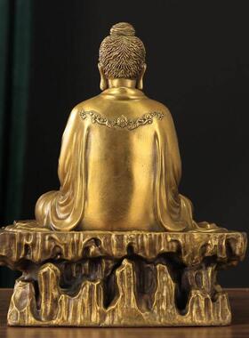 黄铜释迦牟尼佛佛像摆件家用供奉大日如来佛祖释迦摩尼佛铜像大号