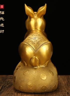 铜兔子摆件招财十二生肖兔客厅办公室装饰品工艺品兔年吉祥物礼品