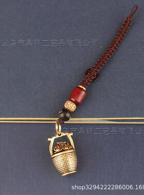 纯黄铜钥匙扣复古元宝小水桶汽车钥匙挂件招财小水桶包包挂件吊坠