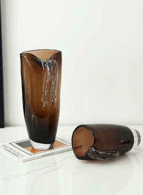 意式轻奢创意冰条玻璃水培花瓶别墅展厅餐桌酒柜高级感软装工艺品