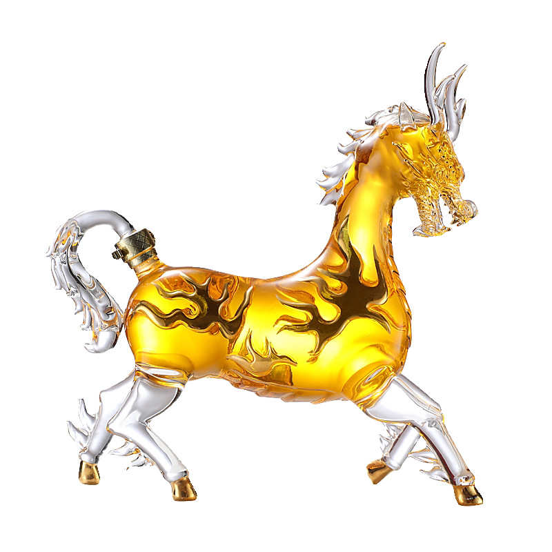 New Longma spirit high borosilicate glass bottle New Year gift ornaments home wine divider Longma zodiac bubble wine bottle