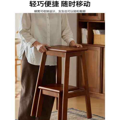 新中式家用梯凳多功能折叠梯凳加厚实木梯子凳子厨房爬高脚蹬爬梯 - 图2