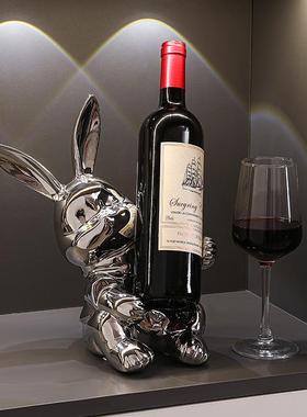 兔子红酒架客厅酒柜摆件轻奢高档餐边柜电视柜装饰品乔迁新居礼品