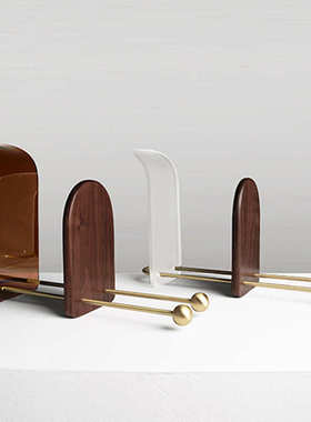 现代轻奢亚克力金属书立书架夹书档书房桌面收纳架摆件软装饰品