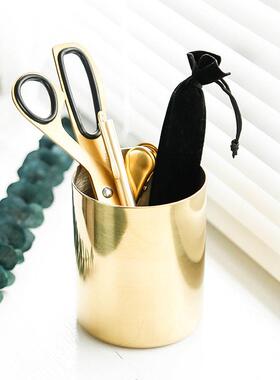 北欧六角金色笔筒摆件 ins插花瓶装饰物摄影道具家居办公桌面收纳