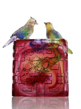 锋明琉璃喜鹊摆件结婚乔迁礼家居装饰工艺品喜上眉梢古法琉璃摆件