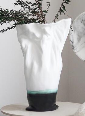 现代新中式水墨渐变花器样板间餐桌插花花瓶摆件简约软装家居摆设