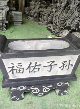 青石香炉石雕香炉摆件家用寺庙佛堂烧香石鼎整块天然石头雕刻香炉