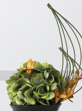 中古黑色玻璃高脚小花瓶花艺样板房会所客厅茶几小桌花设计感摆件