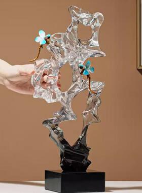 新中式假山石雕塑艺术摆件样板间酒店大堂售楼处高端玄关软装饰品