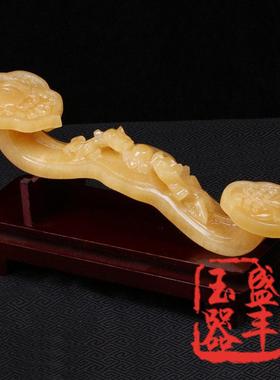 天然米黄玉貔貅如意摆件店铺开业送礼吉祥如意招财镇宅玉石工艺品