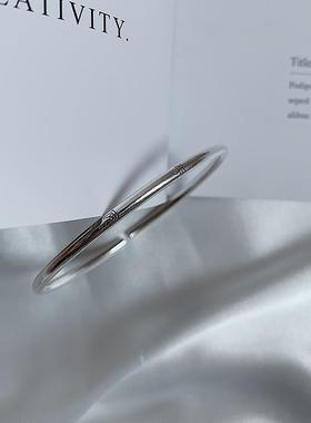 新款十七一手作 999足银 小众复古国风平喜乐 开简约口纯银安实心