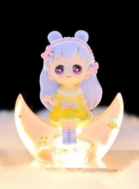 梦幻月亮女孩小公主星星灯小摆件时尚家居卧室氛围灯小礼品