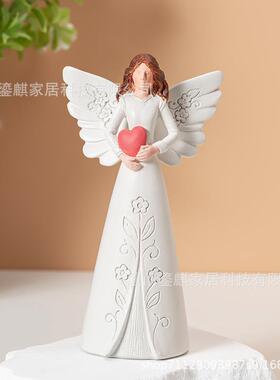 hxz-001新款跨境树脂念天摆使件妹轻姐奢工艺品装饰纪品精美捧心
