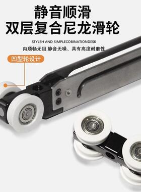 线性按弹口袋门滑轨双向缓冲吊滑趟门铝框实木门微缝轨道五金配件