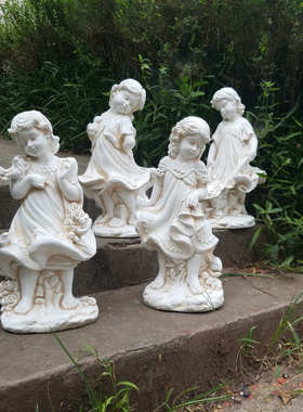 欧式人物工艺品家居饰品客厅电视柜橱窗软装摆件乡村小女孩与动物