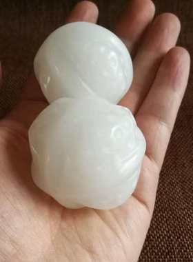 阿富汗白玉核桃把件健身球把玩核桃款手溜球把玩件手球一对批发