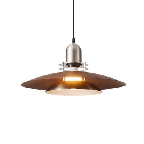 包60豪斯餐厅吊灯木色中风古美式桃复古飞碟灯餐厅胡吧台护眼餐桌 - 图3