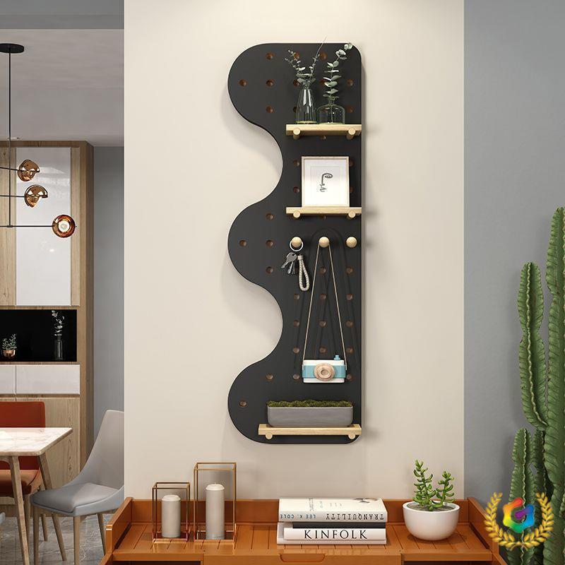 Quality hole book board solid wood wall storage rack wooden wall hanging wall rack partition storage rack wall hanging see details rack