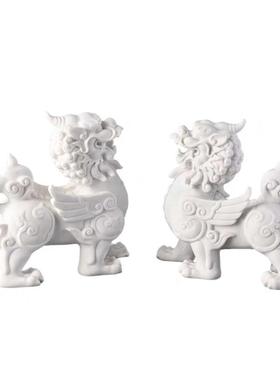 现代中式麒麟摆件别墅样版房展厅书柜古典狮子办公室家居软装饰品