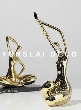 现代创意艺术抽象人物工艺品摆件样板间书房博古架玄关软装饰品