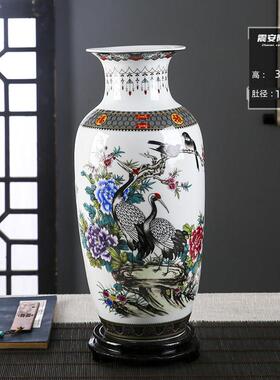 景德镇陶瓷器牡丹图落地插干 干燥花花瓶家居客厅电视柜茶几酒柜